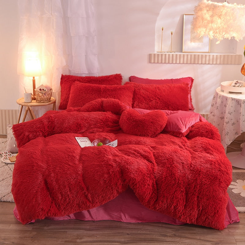 Create a Dreamy Bedroom Oasis: Unveiling the Beauty of Plush Shaggy Warm Fleece Bedding Set